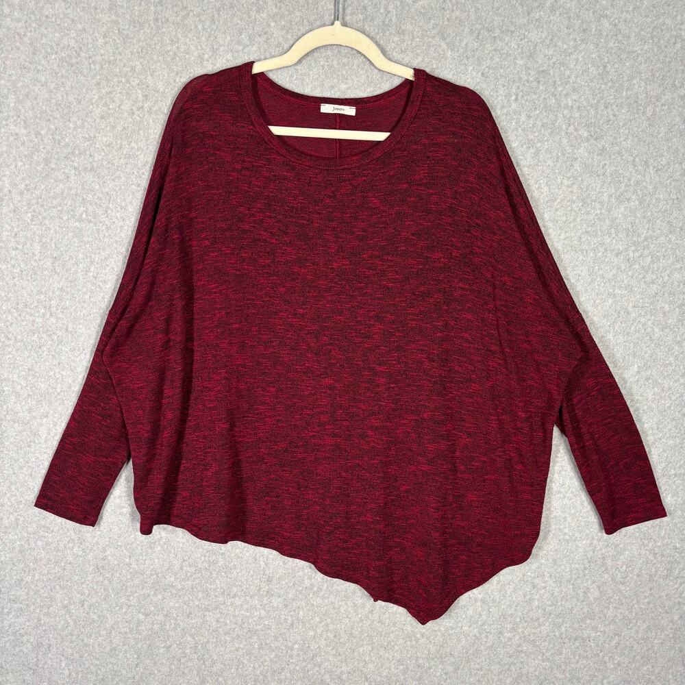 Jodifl Sweater Womens Small Red Black Poncho Loose Heathered Lounge Cozy Boxy